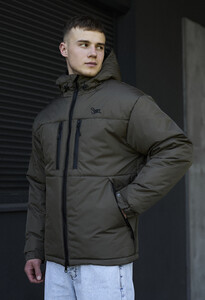 Фото - Зимняя куртка цвета темный хаки Staff br dark khaki logo - Men box