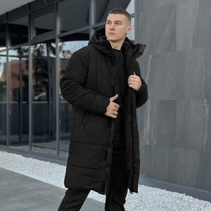 Фото - Подовжена зимова куртка Pobedov Legas чорного кольору - Men box