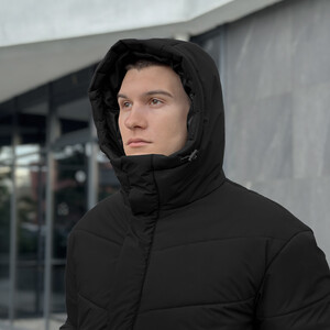 Фото - Подовжена зимова куртка Pobedov Legas чорного кольору - Men box