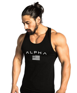 Фото - Мужская майка для занятий спортом Alpha черного цвета - Men box