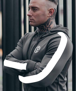 Фото - Сірий спортивний костюм Alpha з білими лампасами - Men box