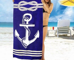 Фото - Синее полотенце с якорем для пляжа - Men box