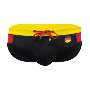 Фото - Черные плавки брифы от UXH с желтым поясом - Men box