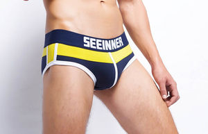 Фото - Хлопковые брифы Seeinner. Цвет: темно-синий - Men box