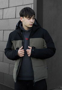 Фото - Зимова чоловіча куртка Staff im black & dark khaki reflective - Men box