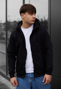 Фото - Повседневное теплое худи Staff zip basic black fleece - Men box