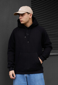 Фото - Однотонне чорне худі Staff black logo oversize fleece - Men box