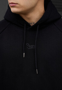 Фото - Однотонне чорне худі Staff black logo oversize fleece - Men box