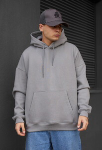 Фото - Однотонне сіре худі Staff gray basic oversize fleece - Men box