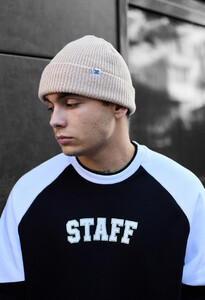 Фото - Однотонная бежевая шапка Staff 15 beige - Men box