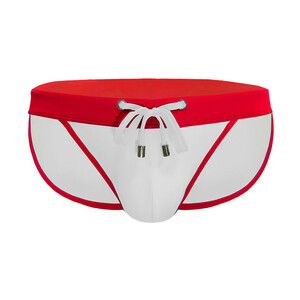 Фото - Нейлоновые плавки UXH белого цвета с красным поясом - Men box