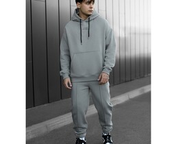 Фото - Зимовий оверсайз костюм Staff su light gray oversize fleece - Men box