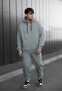 Фото - Зимовий оверсайз костюм Staff su light gray oversize fleece - Men box