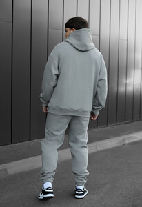 Фото - Зимовий оверсайз костюм Staff su light gray oversize fleece - Men box