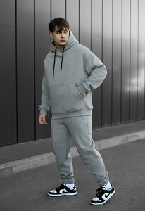 Фото - Зимовий оверсайз костюм Staff su light gray oversize fleece - Men box