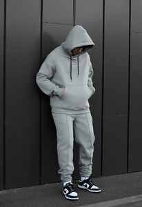 Фото - Зимовий оверсайз костюм Staff su light gray oversize fleece - Men box