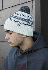 Фото - Бело-серая зимняя шапка Staff white & gray pattern - Men box