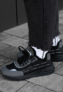 Фото - Зимние мужские кроссовки Staff black & gray reflective - Men box
