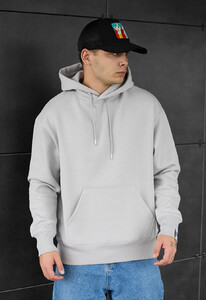 Фото - Однотонне тепле худі Staff light gray basic oversize fleece - Men box