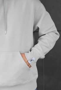 Фото - Однотонне тепле худі Staff light gray basic oversize fleece - Men box