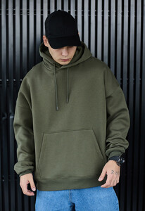 Фото - Повсякденне зимове худі Staff khaki basic oversize fleece - Men box