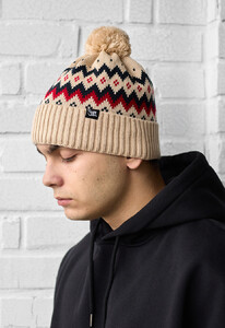 Фото - Зимова шапка з помпоном Staff beige pattern - Men box