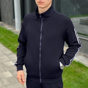 Фото - Темно-синий костюм от Pobedov Dollars с белыми полосами - Men box