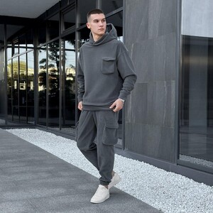 Фото - Флисовый костюм Pobedov Winter темно-серого цвета - Men box