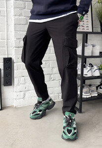 Фото - Однотонные черные штаны карго Staff cargo al black - Men box