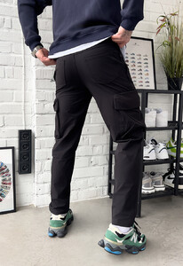 Фото - Однотонные черные штаны карго Staff cargo al black - Men box