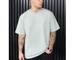 Фото - Однотонна чоловіча футболка Staff light gray oversize - Men box