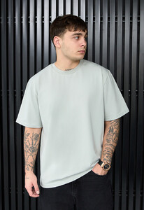 Фото - Однотонна чоловіча футболка Staff light gray oversize - Men box