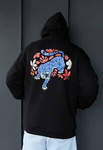 Фото - Чорне худі з яскравим тваринним принтом Staff tiger oversize - Men box
