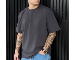 Фото - Темно-сіра оверсайз футболка Staff dark gray oversize - Men box