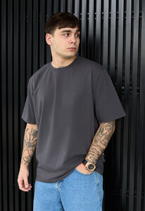 Фото - Темно-сіра оверсайз футболка Staff dark gray oversize - Men box