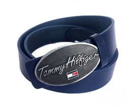 Фото - Кожаный ремень темно-синего цвета Tommy Hilfiger - Men box