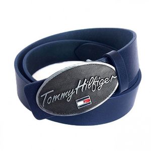 Фото - Кожаный ремень темно-синего цвета Tommy Hilfiger - Men box