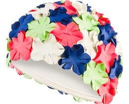 Фото - Стильна шапочка Aqua Speed BLOOM 5704 біло-зелено-рожево-синя для плавання - Men box