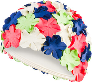 Фото - Стильна шапочка Aqua Speed BLOOM 5704 біло-зелено-рожево-синя для плавання - Men box