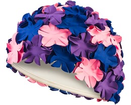 Фото - Елегантна шапочка Aqua Speed BLOOM 5705 пурпурово-рожево-синя для басейну - Men box