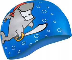 Фото - Дитяча шапочка для плавання Aqua Speed KIDDIE Shark 1783 синя - Men box