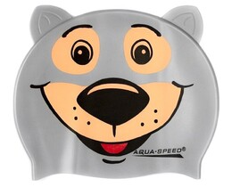 Фото - Зручна дитяча шапочка для басейну Aqua Speed ZOO BEAR 5761 з зображенням ведмедя - Men box