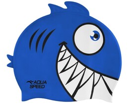 Фото - Яскрава дитяча шапочка Aqua Speed ZOO Pirana 9696 синя піранья - Men box