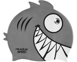 Фото - Комфортна силіконова шапочка Aqua Speed ZOO Pirana 9701 сіра - Men box