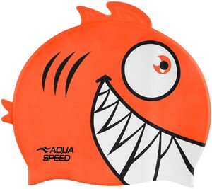Фото - Зручна дитяча шапочка Aqua Speed ZOO Pirana 9702 помаранчева - Men box