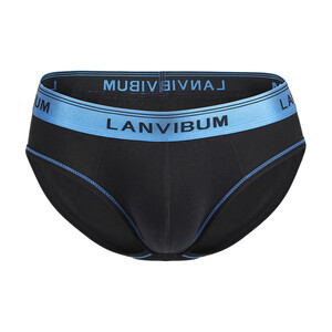 Фото - Модные мужские трусы Lanvibum черные с синей резинкой - Men box