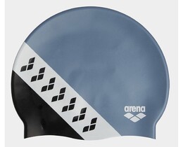 Фото - Силіконова унісекс шапочка для плавання Arena ICONS TEAM STRIPE CAP сіро-чорна - Men box