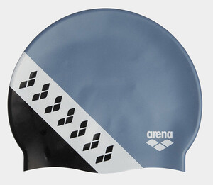 Фото - Силіконова унісекс шапочка для плавання Arena ICONS TEAM STRIPE CAP сіро-чорна - Men box