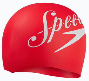 Фото - Стильная унисекс шапочка для бассейна Speedo SLOGAN PRT CAP AU красно-белая - Men box