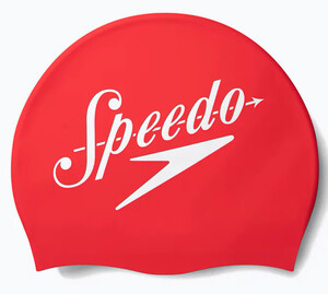 Фото - Стильная унисекс шапочка для бассейна Speedo SLOGAN PRT CAP AU красно-белая - Men box